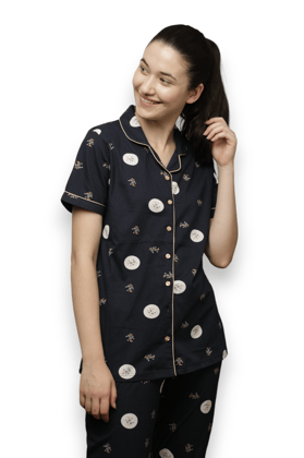 Vieviana Front Open Nightwear|Ev17004-Blue / S