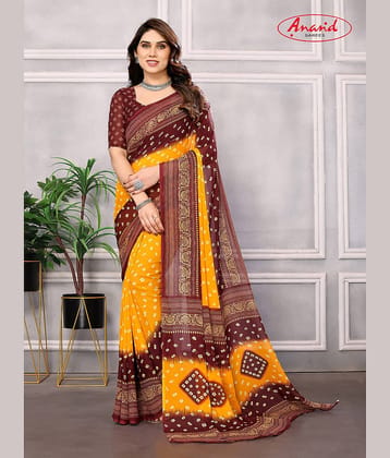 ANAND SAREES Georgette Printed Regular Saree With Unstitched Blouse Piece ( Multicolor )
