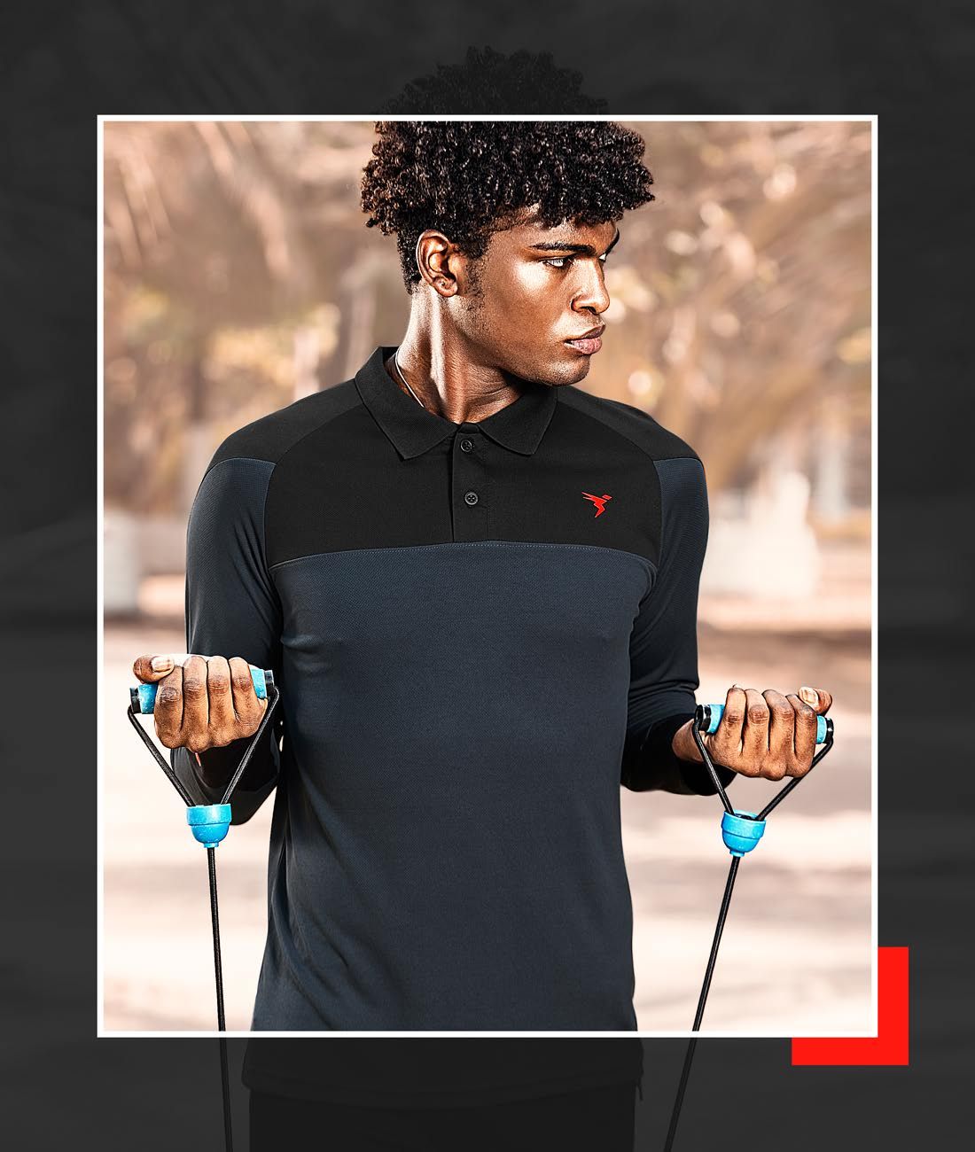 TechnoSport Polo Neck Full Sleeve Dry Fit T-Shirt for Men OR-16 (DarkGrey/Black)-S