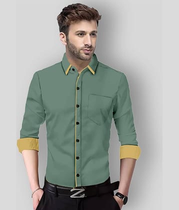 P&V CREATIONS - Green Cotton Blend Slim Fit Men's Casual Shirt (Pack of 1)
