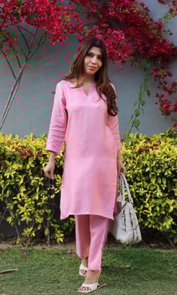 Modal Silk Pink Coord Set-S