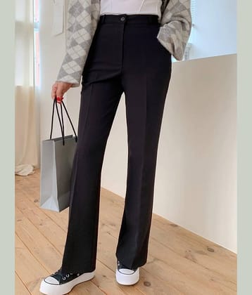 Broadstar Pack of 1 Polyester Straight Women's Casual Pants ( Black )