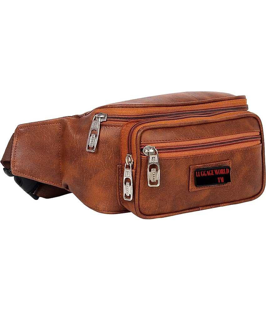 Luggage world side bag Leather Brown Waist Pouch