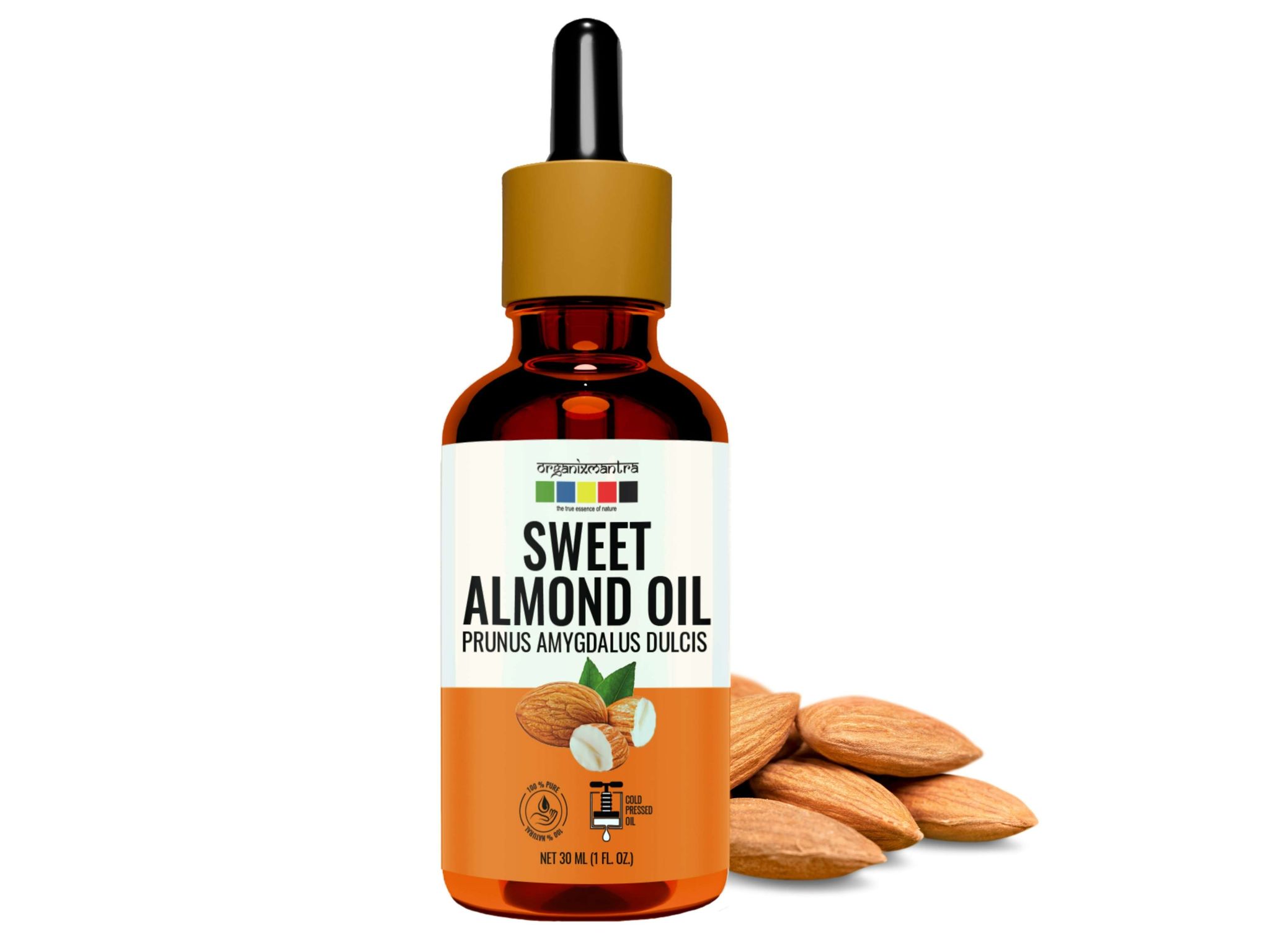 Organix Mantra Sweet Almond Oil, 100% Pure, Natural & Cold Pressed Organic Oil - 30 Millilitre