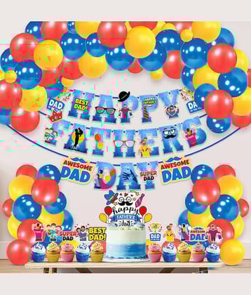 Zyozi Fathers Day Decorations 37 PCS Happy Fathers Day Banner with Balloons,Cake Topper,Cupcake Topper Happy Fathers Day Decorations for Party for Father's Day Party