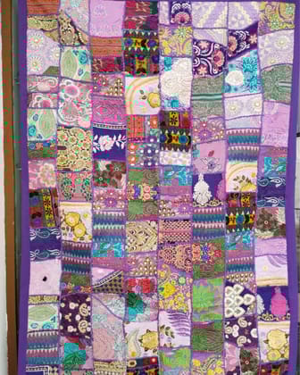 Khamma Ghani Kambadiya Rich Purple Wall Hanging Table Cloth