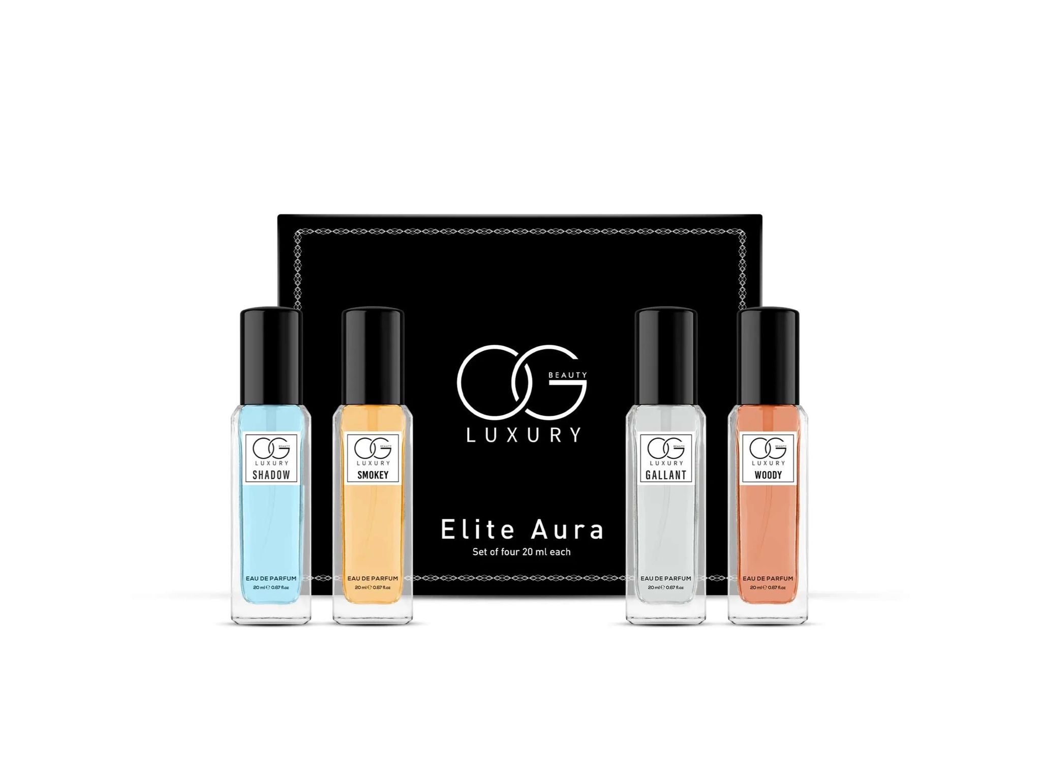 OG Beauty Luxury Elite Aura Gift Set, Eau De Parfum, Long Lasting Perfume for Men - Pack of 4, 20 ml