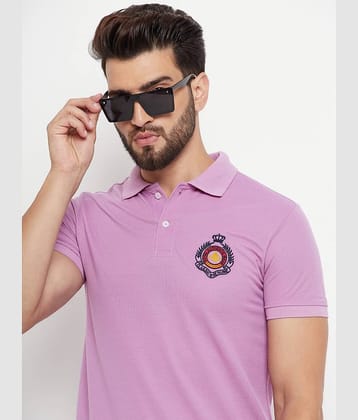 RELANE Pack of 1 Cotton Blend Regular Fit Solid Half Sleeves Men's Polo T Shirt ( Lavender )