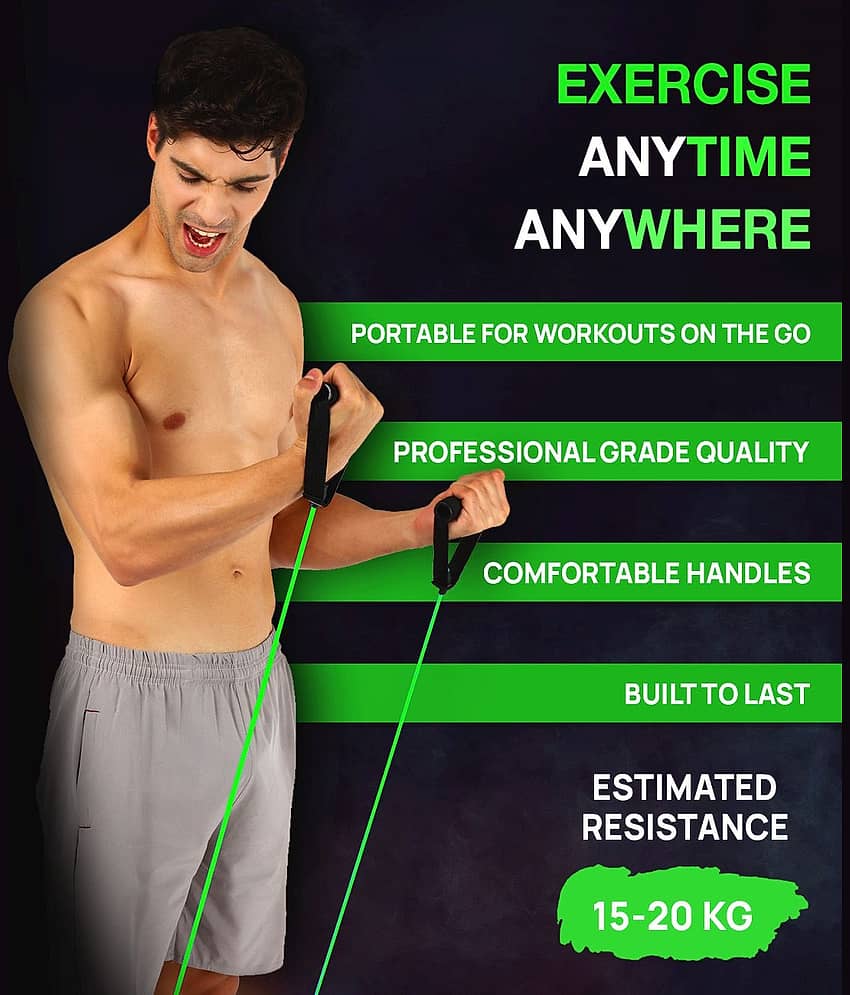 Fitness Resistance Toning Tube with Foam Handles, For Exercise & Stretching, Suitable in Home & Gym Workout - Multi Resistance (15 - 20 Kg)