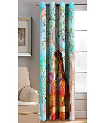 BELLA TRUE Abstract Printed Semi-Transparent Eyelet Curtain 7 ft ( Pack of 1 ) - Multicolor