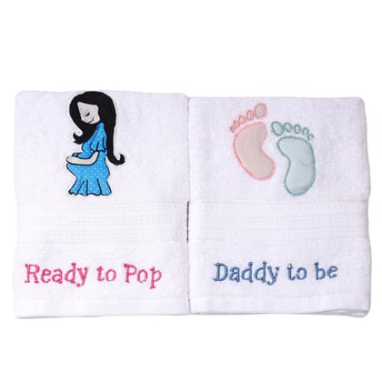 The Baby First Box Premium Baby Shower Hand Towels Set for Mom and Dad - Pack of 2