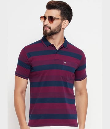 UNIBERRY Pack of 1 Cotton Blend Regular Fit Striped Half Sleeves Men's Polo T Shirt ( Teal Blue )