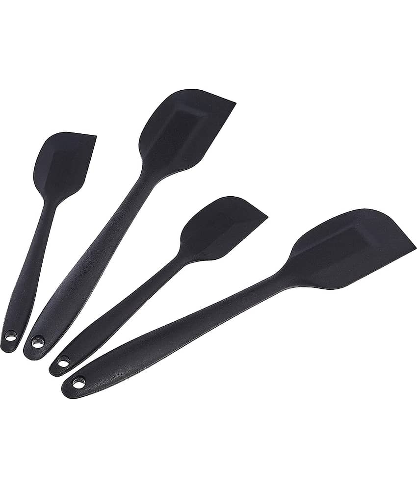 Baskety Black Silicone Small and Large Mixing Spatula Set ( Pack of 4 )