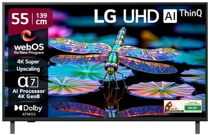 LG 139 cm (55 inches) UA82 AI Series 4K Ultra HD (3840 x 2160) Smart webOS LED TV 55UA82006LA LG 139 cm (55 inches) UA82 AI Series 4K Ultra HD (3840 x 2160) Smart webOS LED TV 55UA82006LA - Black / 55 inches