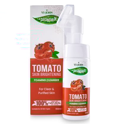 VI-JOHN PRAKRITIK Tomato Skin Brightening Foaming For Detans,100% Natural Bio Actives - 150ml Face Wash  (150 ml) VI-JOHN PRAKRITIK Tomato Skin Brightening Foaming For Detans,100% Natural Bio Actives - 150ml Face Wash  (150 ml)