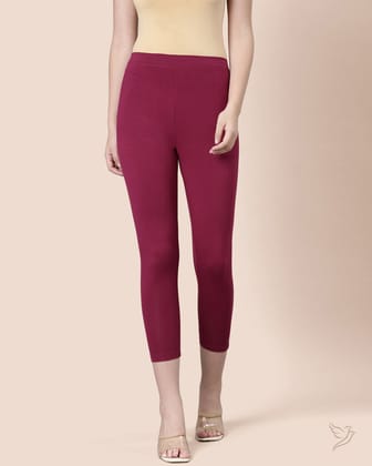 Viscose 7/8 High Ankle/Cropped Leggings - Mulberry-S / Mulberry