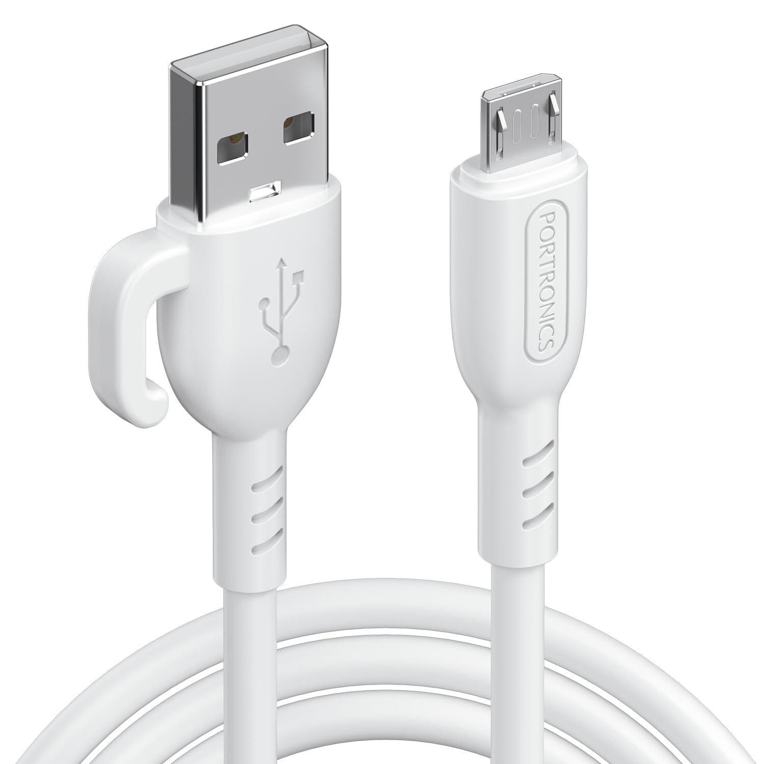 Portronics Konnect Core 3 USB-A to Micro Fast Charging Cable for Smartphones (White)