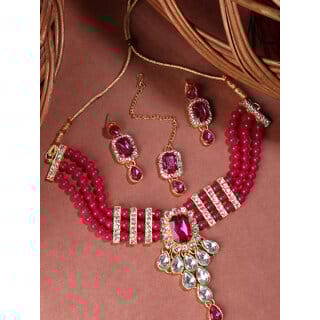 Ruby Pearls Kundan CZ Beautiful Designer Jewellery Set
