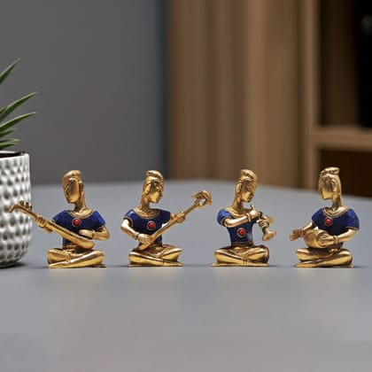 Brass Showpiece Musical Set Small Statue, Height : 4 Inch (BSMAS082)