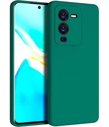 Case Vault Covers - Green Silicon Plain Cases Compatible For Vivo v25 pro ( Pack of 1 )