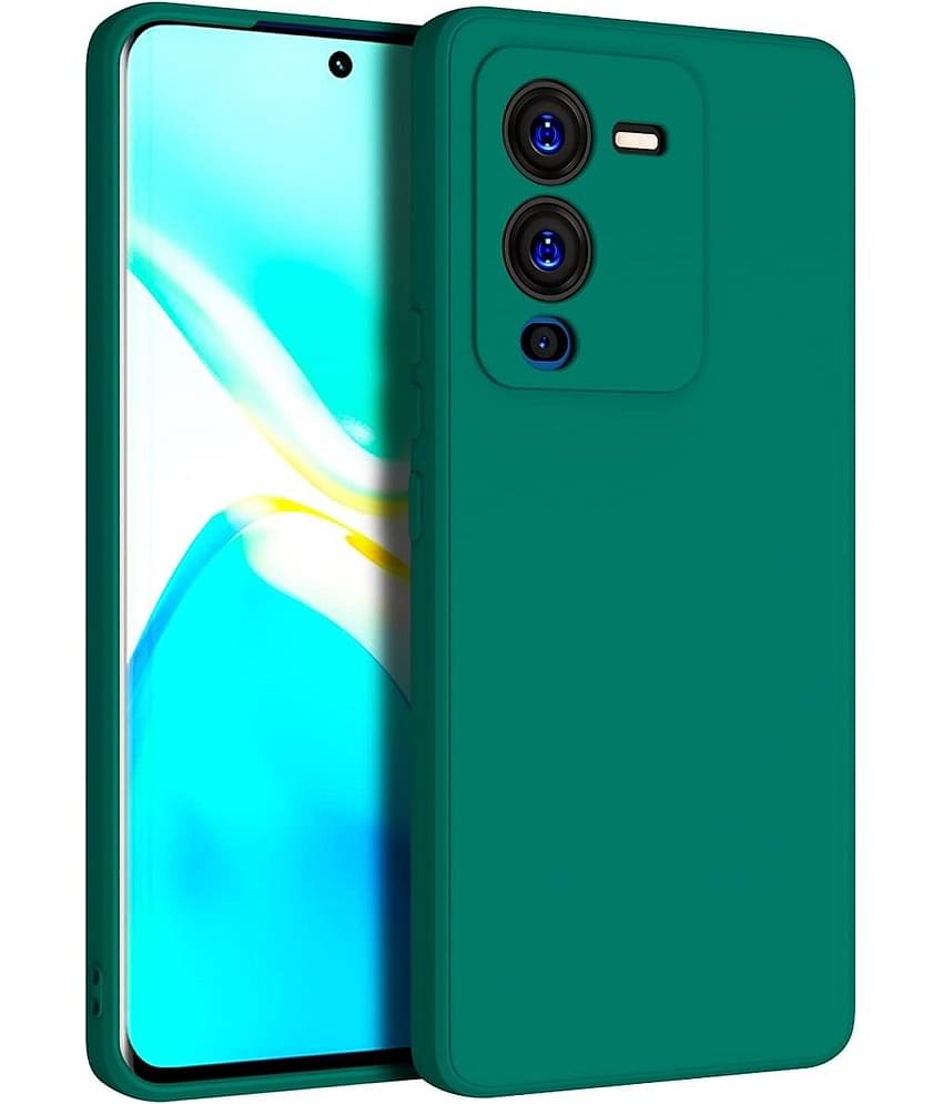Case Vault Covers - Green Silicon Plain Cases Compatible For Vivo v25 pro ( Pack of 1 )