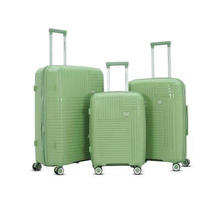 AMERICAN TRAVELLER TourisTravel Polypropylene Trolley Bags Set of 3 | Lightweight Expandable Hardshell Luggage Suitcase Bag Large with 8 Lego Wheels & TSA Type Lock (3, Green)