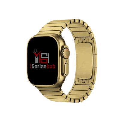 Premium Metal Stainless Steel Link Bracelet By iSerieshub For iWatch Ultra-38-40-41-42MM / Gold