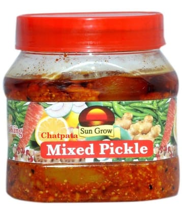 Sun Grow Chatpata Yummy Mixed Pickle Achaar (Mixed Vegetable, Mango, Lime, Green Chilli, Carrot, Ginger) Pickle 500 g