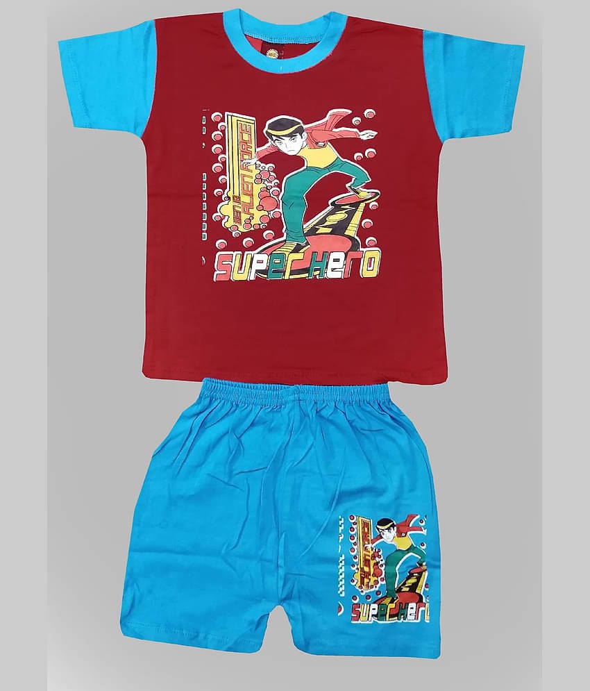 MRB Pack of 1 Boys Cotton T-Shirt & Shorts Set ( Brown )