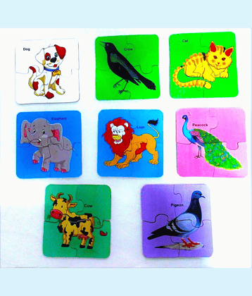 PETERS PENCE Wooden Multi-Color 8 SET OF ANIMAL LEARNING PUZZLE CARDS FOR KIDS