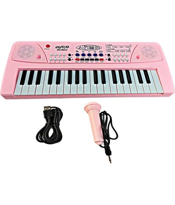 37 Key Piano Keyboard Toy for Kids with Microphone Educational Musical Toys for 3 4 5 6 Year Old Boys Girls (Pink)