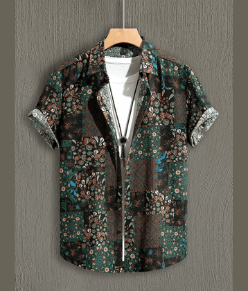 AAPSKA Poly Cotton Regular Fit Printed Half Sleeves Men's Casual Shirt - Multi ( Pack of 1 )