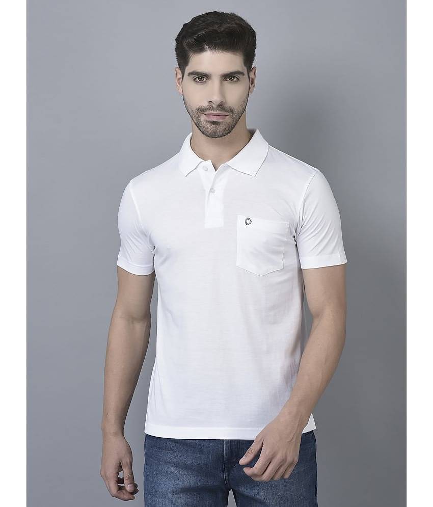 Dollar Cotton Blend Regular Fit Solid Half Sleeves Men's Polo T Shirt - White ( Pack of 1 )