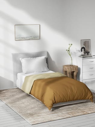 DDECOR - Spectrum Collection 100% Cotton Plain & Texture Pattern 180TC Single Quilt|229 CM X 274 CM| - Orange
