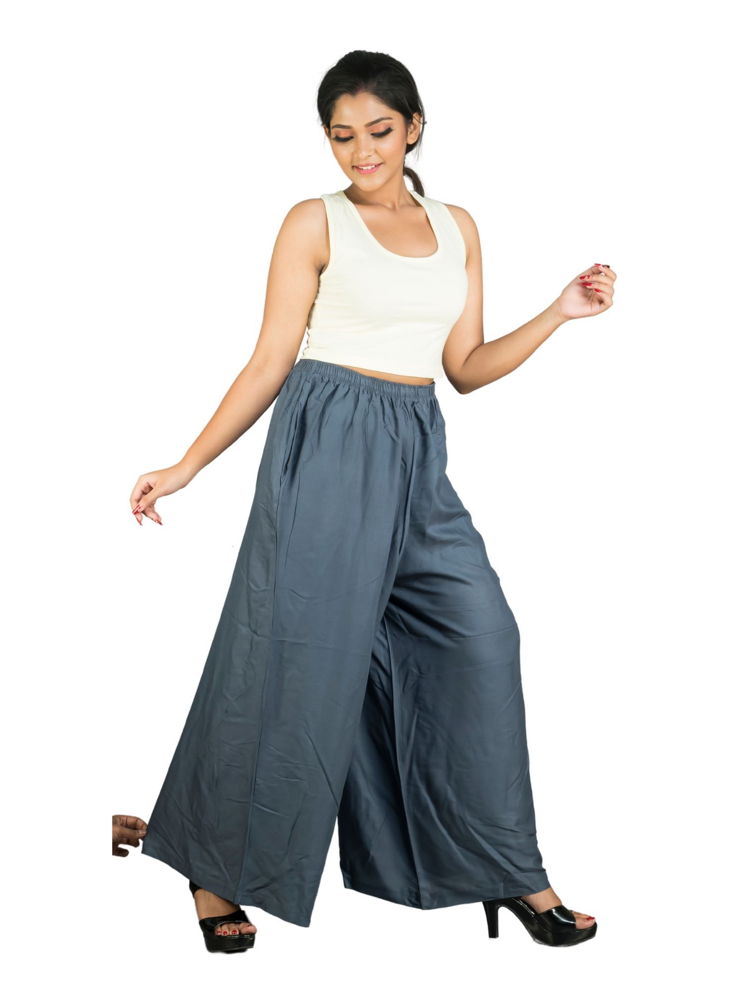 057RVR 4Cats Jumbo Size Radiant Palazzo - Steel Grey