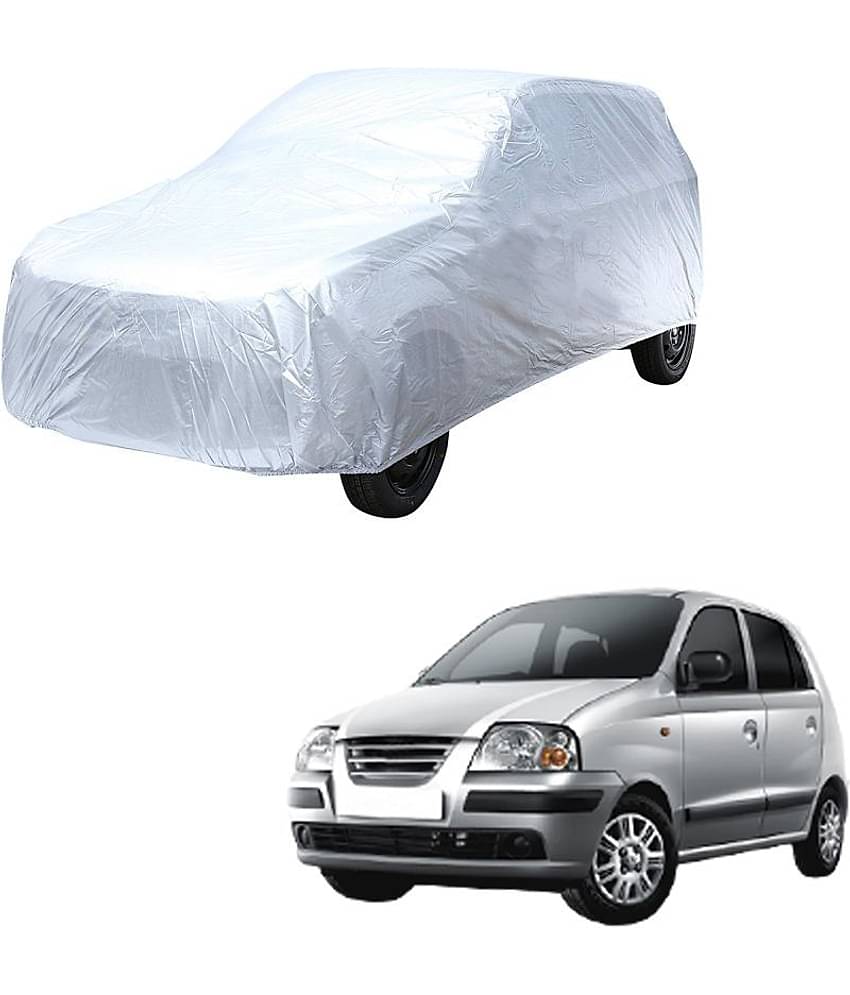 Autoretail Silver Color Car Cover Without Mirror Pocket Polyster For Hyundai Santro Xing