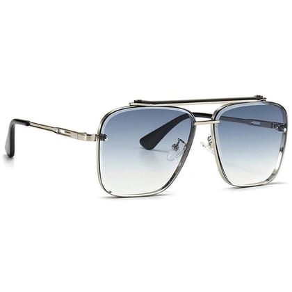 Dervin UV Protected Driving Pilot Gradient Metal Body Square Sunglasses for Men and Women-Blue