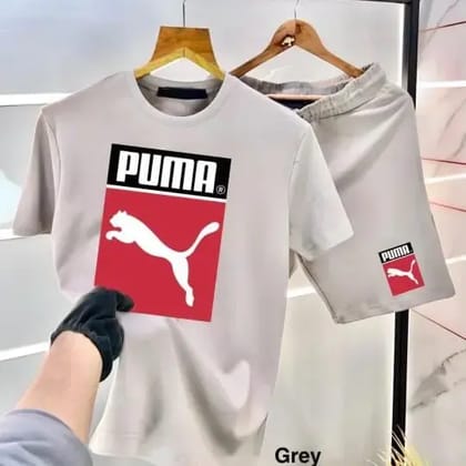 Puma T Shirt+ Short  ( Colour : Chrome White  -  Size : XXL )