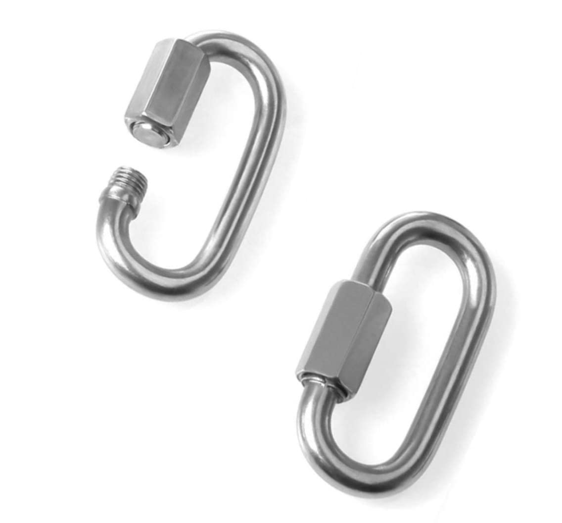 Reznor Heavy Duty Oval Shape Stainless Steel Screw Link Snap Hook Carabiner Hook for Multipurpose Weight-Lifting Mountain Swinging Climbing Gym