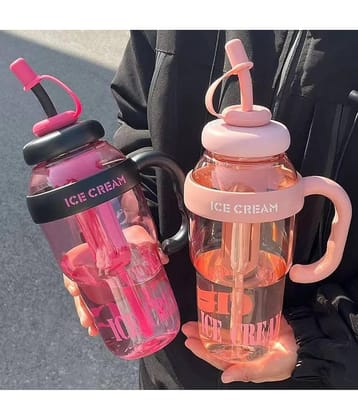 QitmirMKT 1300ML Tumbler for Kids Water Bottle with Straw and Handle (Mix Color) Assorted Plastic Sipper Water Bottle 1300 mL ( Set of 1 )