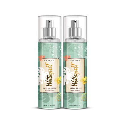 Layer'r Wottagirl Tuscan Green Body Splash for Women | Long Lasting Fragrance (135ml) (Pack of 2) Layer'r Wottagirl Tuscan Green Body Splash for Women | Long Lasting Fragrance (135ml) (Pack of 2) - 67.5 ml (Pack of 2)