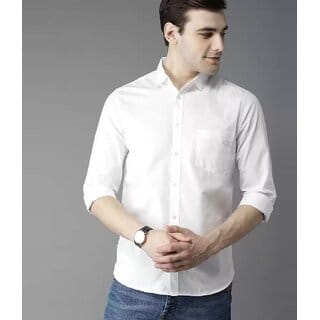 Baleshwar Mens White Slim Fit Casual Shirt (Pack of 1)