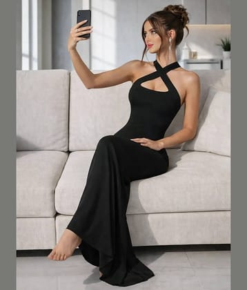 wanquila Women Lycra Bodycon Dress ( Black )