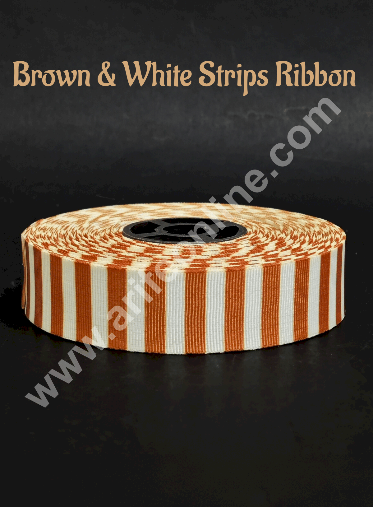 1 Roll Brown & White Stripes Ribbon | Gift Wrapping | Decoration - CAKE DECOR™