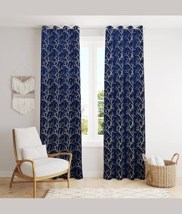 BELLA TRUE Nature Room Darkening Eyelet Curtain 5 ft ( Pack of 2 ) - Blue