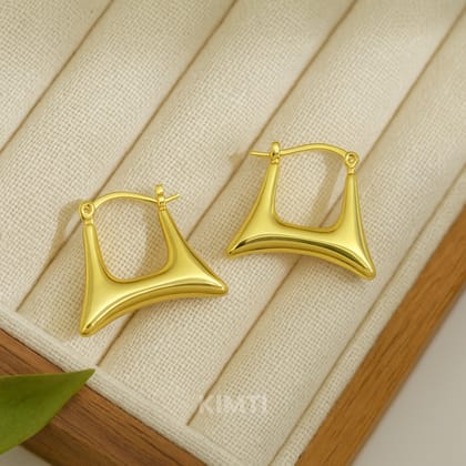 Golden Trapezoid Thick Hoop Earrings