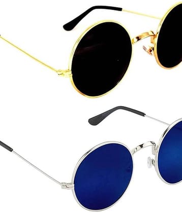 Elligator Multicolor Round Sunglasses ( Pack of 2 ) - Medium