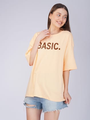 Basic Women Oversized T-Shirt-Peach Buzz / XS