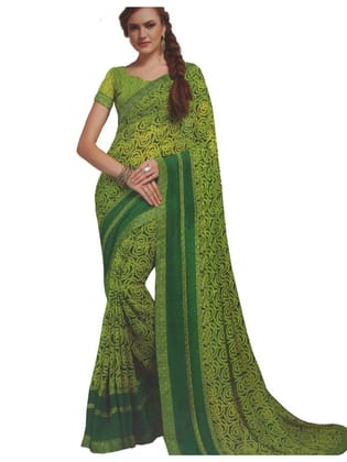 Generic Womens Georgette Digital Printed Saree (Green, 6.25 Mtr)