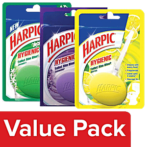 Harpic Hygienic Toilet Cleaner Rim Block, Lavender 26 g + Jasmine 26 g + Citrus 26 g, Combo (Pack of 3) Harpic Hygienic Toilet Cleaner Rim Block, Lavender 26 g + Jasmine 26 g + Citrus 26 g, Combo (Pack of 3)